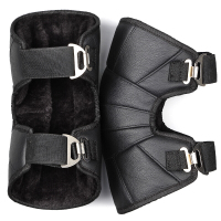 真皮电动车保暖护膝冬季骑车男女士摩托车护膝风寒加厚短护膝 黑色