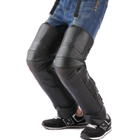 冬季摩托车护腿挡风加厚开车长款电动车防寒风保暖骑行真皮护膝男 黑色