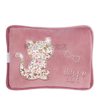 充电煖宝宝电暖宝防爆毛绒萌萌可爱注水暖手宝暖水袋三年质保安全防爆已注水可拆洗猫咪款[粉色]