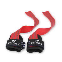 护腕助力带握力引体向上硬拉借力健身手套男运动哑铃训练举重升级版兰红一对装