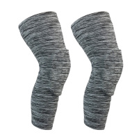 防撞蜂窝男篮球运动足球护膝护具护膝加长护小腿透气长款护腿灰色长款-麻灰[2只]