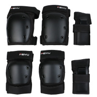 沸鱼滑板护具护肘护膝6件套装儿童轮滑旱冰鞋护具男女通用儿童平衡车滑步车护膝护肘护具黑色六件套