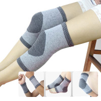 运动训练护具套装保暖护膝护腕护踝护肘男女篮球羽毛球跑步薄款4件套装各2只价均码有弹性成人都可以使用