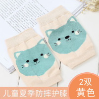 婴儿学步爬行护膝夏防摔学步小孩爬行护具透气儿童幼儿学走路护关节护膝儿童护膝宝宝小孩学步薄款爬行空袜2双黄色1周岁-10