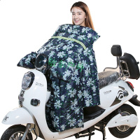 电动车挡风被冬季保暖摩托护膝加厚防寒防水护腿电瓶车防风被连体玉兰花绿加绒护翼