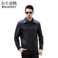 公牛欢腾2019中年男士真皮皮衣海宁绵羊皮夹克中老年厚款宽松外套冬父亲装