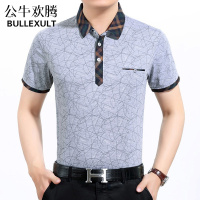 公牛欢腾2019春夏季新款男装短袖T恤中老年男士休闲体恤男式翻领爸爸装男