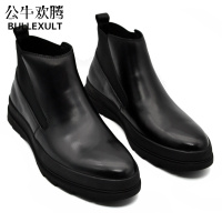 公牛欢腾2019高端定制秋冬季切尔西靴男真皮马丁靴男英伦厚底高帮皮鞋韩版男靴子短靴潮