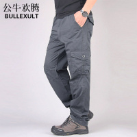 公牛欢腾2021春夏男款长裤工装裤男裤户外休闲裤直筒多口袋宽松裤子男有大码裤