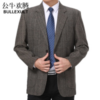 公牛欢腾2021中年男士休闲西服外套40-50-60岁爸爸装中老年人春秋羊毛西装上衣