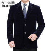 公牛欢腾2021新款中老年男装条绒休闲西装灯芯绒中年爸爸装西服上衣春秋装外套