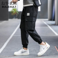 公牛欢腾2021裤子男机能工装裤春秋韩版潮流百搭宽松束脚休闲运动学生长裤潮牌
