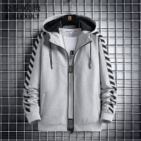 公牛欢腾2021休闲运动外套男春秋季加肥加大码胖子宽松连帽开衫卫衣男装上衣服