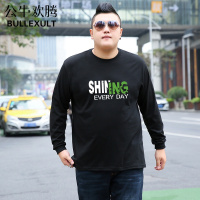 公牛欢腾2021春夏季韩版新款胖子胖人纯棉长袖T恤衫 加大加肥宽松男士休闲秋衣潮