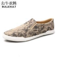 公牛欢腾2021年新款春季潮鞋男士帆布鞋韩版休闲百搭懒人一脚蹬春秋板鞋男