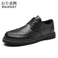 公牛欢腾2021男士皮鞋夏季商务正装英伦软底男鞋春秋青年休闲小皮鞋布洛克春季