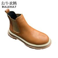 公牛欢腾男士马丁靴2021新款潮靴秋季中帮男靴子厚底套筒一脚蹬英伦工装靴