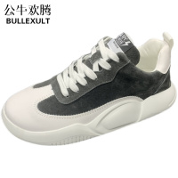 公牛欢腾男鞋2021新款秋季透气真皮丑萌大头鞋潮流复古厚底休闲运动面包鞋
