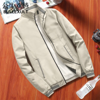 公牛欢腾2021男士商务外套春秋季新款潮流修身立领休闲上衣外穿夹克棒球服