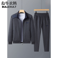 公牛欢腾2021中老年运动套装男春秋季男士休闲运动服宽松中年人爸爸秋冬装外套