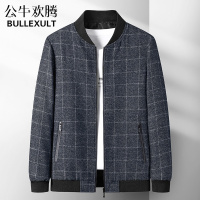 公牛欢腾2021爸爸秋装外套春秋季男士中老年人上衣夹克休闲40岁50中年男装褂子