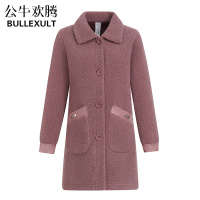 公牛欢腾2021妈妈秋装新款上衣颗粒绒外套40岁50中老年女装秋冬一体羊剪绒大衣