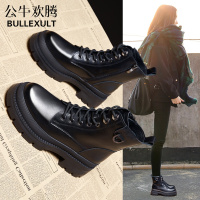 公牛欢腾2021厚底马丁靴女英伦风年新款早秋款机车春秋单靴秋季短靴子
