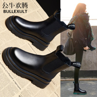 公牛欢腾2021烟筒靴女马丁靴子年新款春秋单靴时尚切尔西潮靴厚底短靴