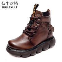 公牛欢腾2021厚底马丁靴女真皮秋冬新款英伦风短靴春秋单靴松糕跟网红女靴