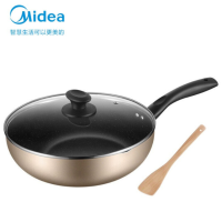 美的炒锅麦饭石不粘锅家用不沾锅电磁炉燃气煤气灶专用炒菜平底锅28CM(注意:此款目前不配木铲)