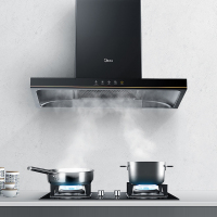 美的(Midea)家用顶吸欧式自动清洗大吸力抽油烟机WIFI智能家电控制厨房吸油烟机T39P 黑色