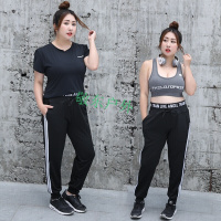 练健身房运动套装女大码瑜伽服夏胖mm宽松网红跑步速干衣200斤瑜伽服网红夏天时尚显瘦性感