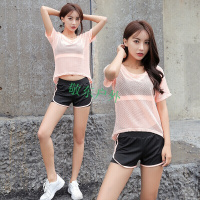 夏季运动套装女夏跑步健身服速干衣短裤运动瑜伽服晨跑运动三件套