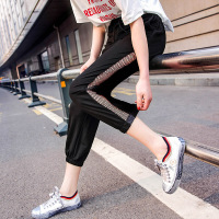 运动裤女九分裤夏薄款宽松原宿bf百搭显瘦休闲哈伦裤韩版网裤黑色
