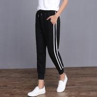 春夏款运动裤女九分裤双杠休闲运动学院风女裤显瘦