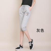 运动七分裤女夏2018新款韩版宽松薄款7分中裤小熊休闲哈伦短裤