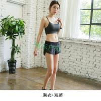 运动文胸防震跑步套装瑜伽健身短裤透气聚拢收副乳无缝瑜伽服夏灰色胸衣+迷彩短裤