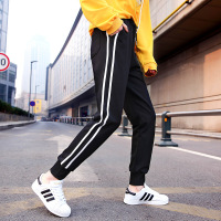 春季新款运动裤女双道杠装饰边修身长裤薄款小脚裤休闲裤女