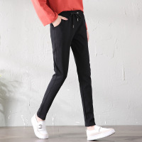 春款运动裤女哈伦长裤口袋拼接卫裤女休闲裤修身显瘦大码宽松