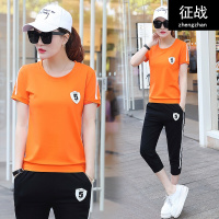 休闲套装女夏装新款团体服园服短袖七分裤运动服女两件套