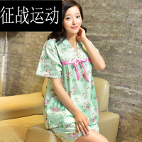桑拿休闲服蝴蝶结小清新汗蒸服短袖短裤套装女士家居服 绿色 均码