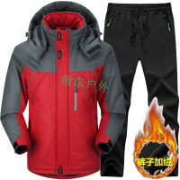 男士冲锋衣裤棉服中长款棉衣男装冬季加绒加厚棉袄男外套防寒衣服冬天