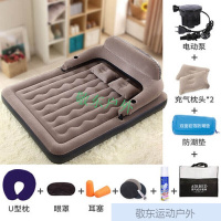 充气床垫双人家用气垫床厚单人冲气床垫户外便携空气床L10深灰色床垫+电动气泵152CM*203CM*22CM