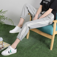 阔腿裤女韩版宽松原宿bf运动裤女条纹裤休闲裤九分裤卫裤束脚裤