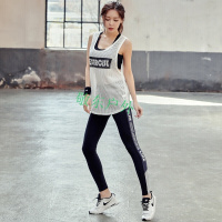 瑜伽套装女罩衫宽松健身服显瘦速干文胸长裤三件套白色