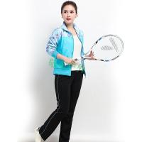 春秋款妈妈运动套装40-50岁衣服中年女装防风外套夹克长裤两件套蓝色+蓝色边裤子