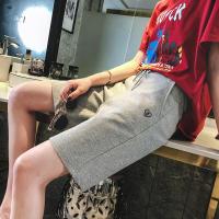 运动短裤女韩版宽松原宿bf风学生裤心形绣花阔腿休闲五分裤女跑步