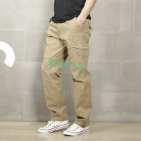 时尚休闲裤男秋冬季宽松大码户外运动裤多口袋工装裤潮直筒长裤
