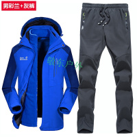冬季户外冲锋衣男三合一两件套防水加厚保暖登山服女衣裤套装潮牌