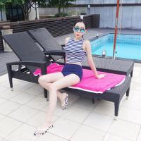 韩版游泳衣女性感比基尼BIKINI少女泳装条文高腰三角分体泳衣女图片色